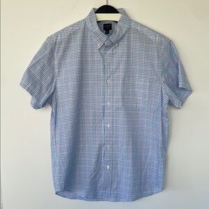 J. Crew Factory Flex Blue and White Casual Button Down Shirt Cotton Blend Large